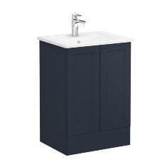 Vitra Root Classic 68755 Lavabo Dolabı, Kapaklı, 60 Cm, Yerden, Mat Lacivert, Köşeli Lavabolu